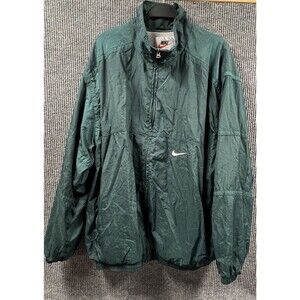 VTG Nike Jacket Mens XXL White Tag Windbreaker Coat Green Full Front Zip Pockets